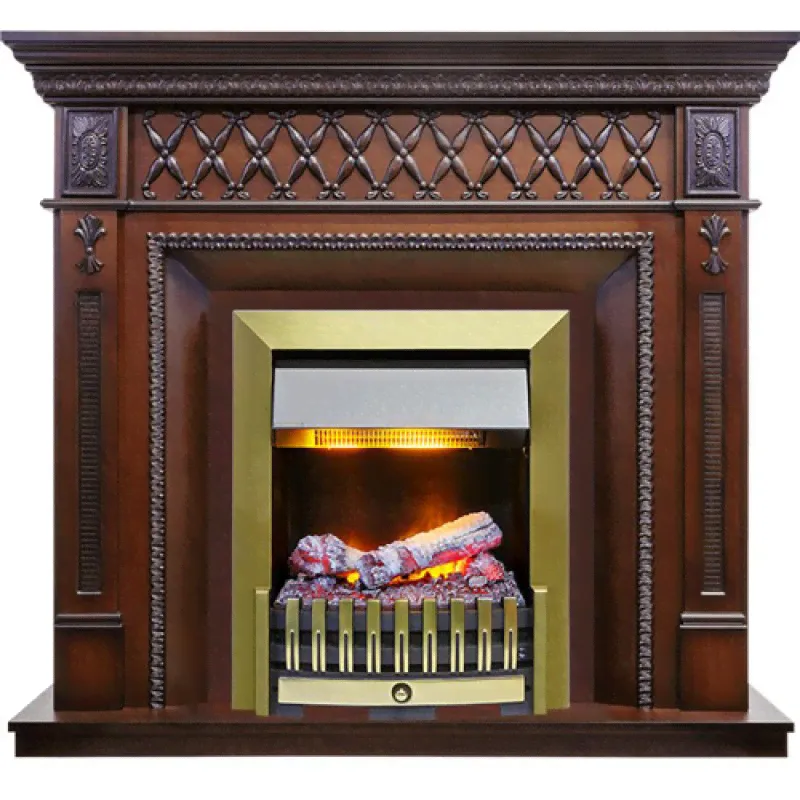 Электрокамин Dimplex Alexandria с очагом Danville Antique Brass махагон коричневый антик-4